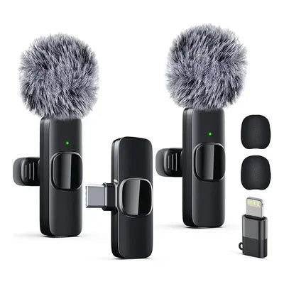 Mini Micrófono Inalámbrico 2.4G de Solapa | Doble Clip y Conector Lightning