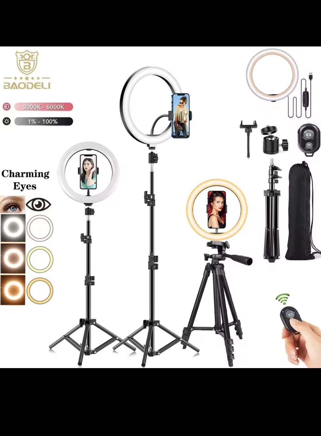 Aro de Luz LED 10" con Trípode y Soporte para Celular – Ideal para Fotos y Videos